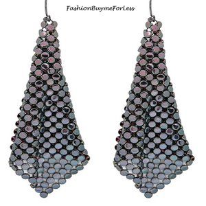 RETRO Peacock Chainmail Sheets Dangling Earrings
